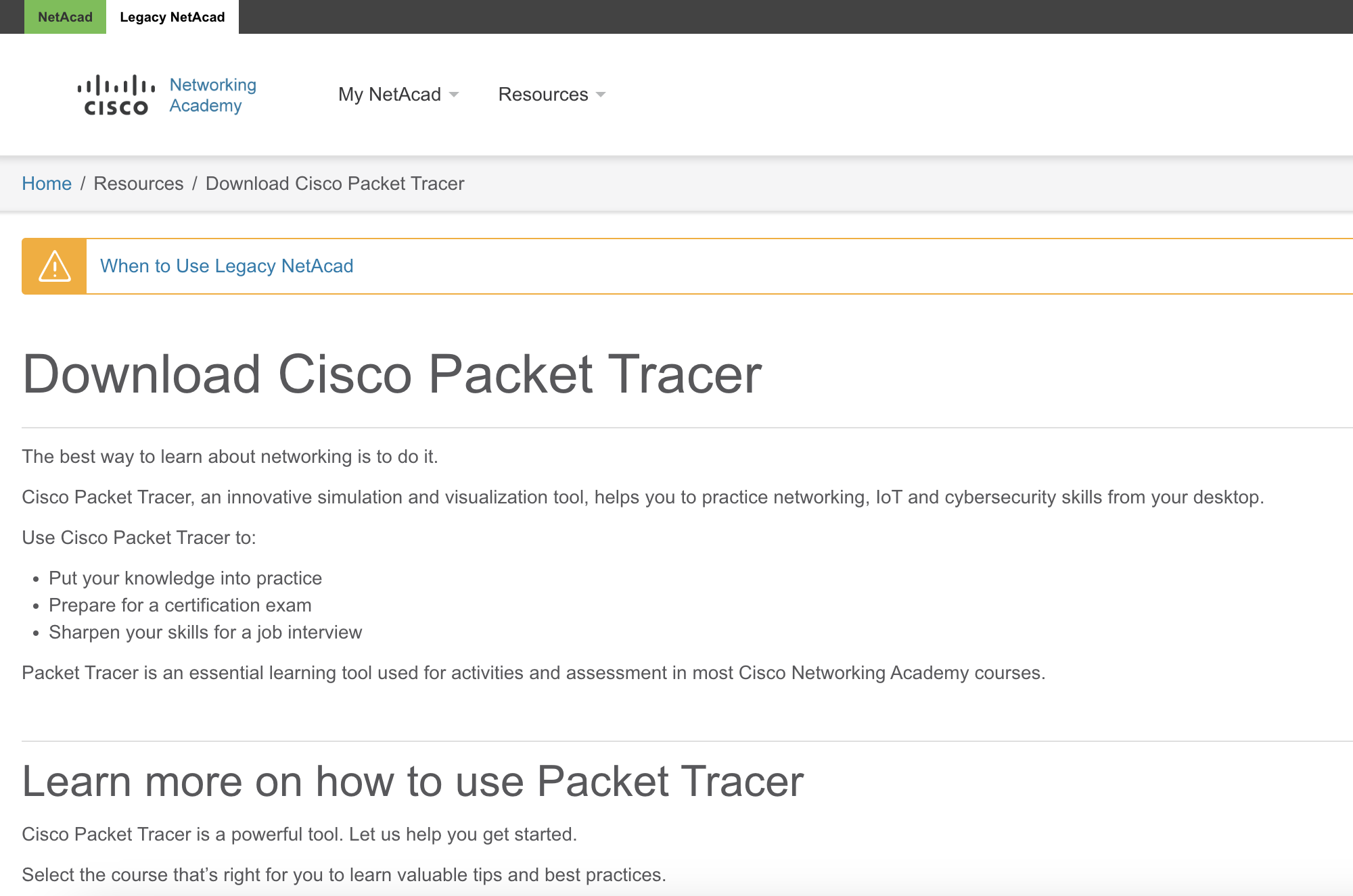 Cisco Packet Tracer Download Page
